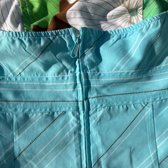 Floral striped reversible strapless mini dress Y2K groovy bohemian tropical chic - Picture 8 of 14